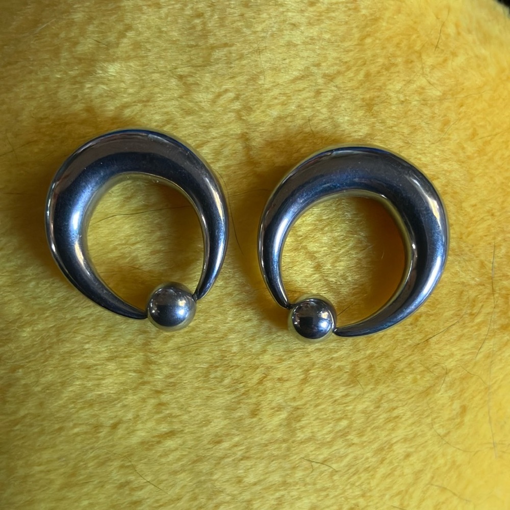 Silver Crescent Hoop Earrings